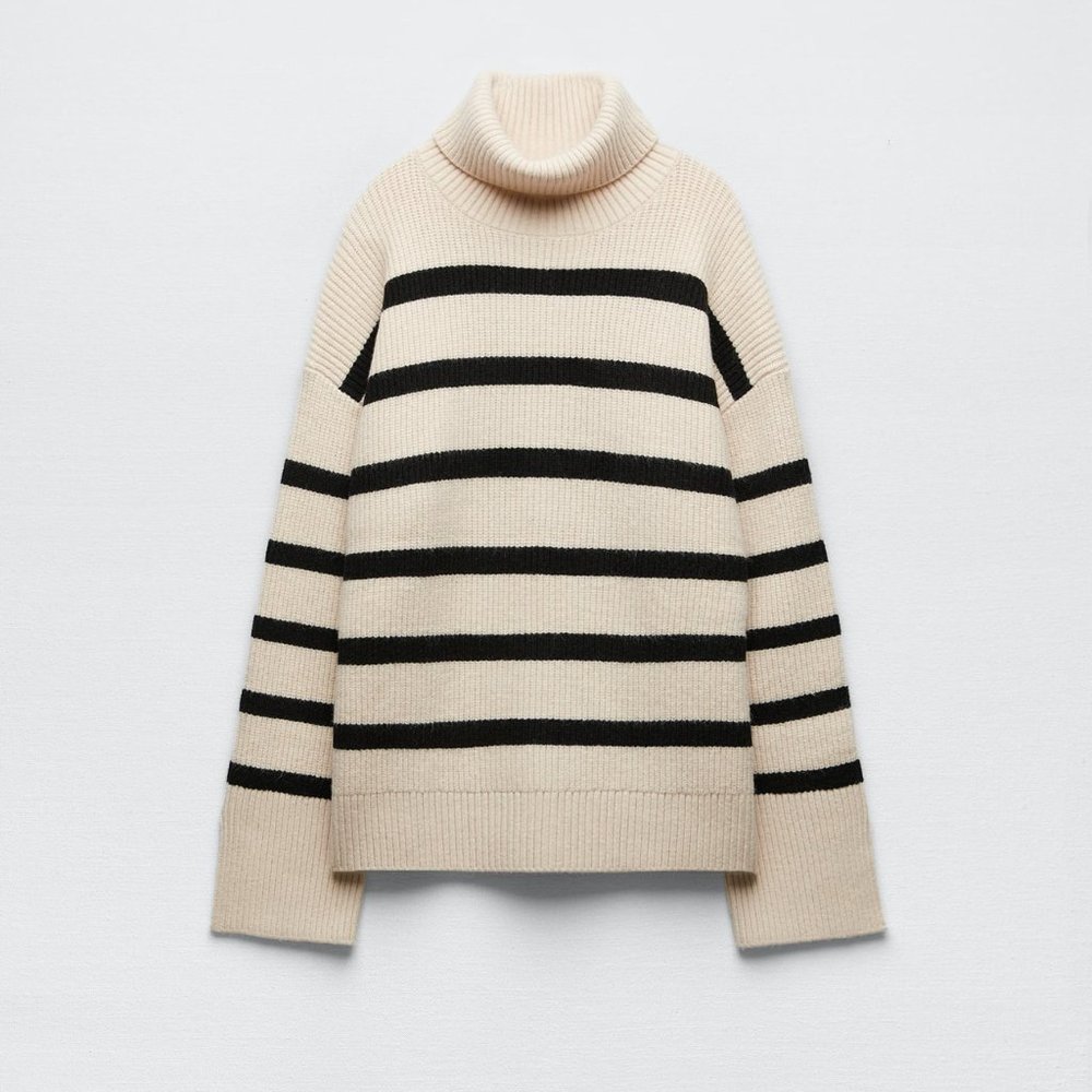 Zara Turtleneck Striped Sweater